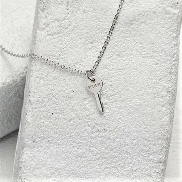 The Giving Keys Mini Key Believe Necklace - Adjustable 16-18" in Length - Picture 1 of 3